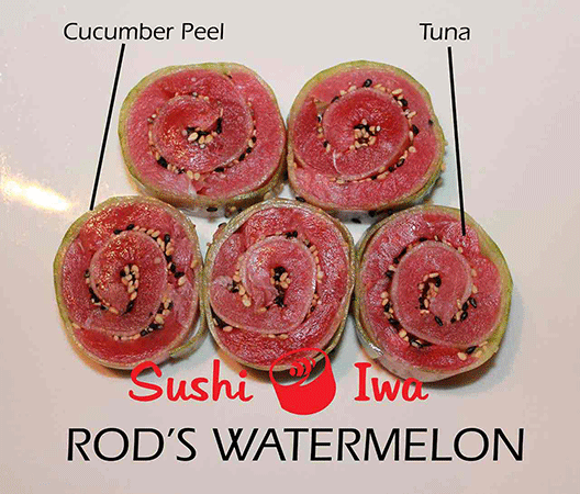 Order ROD'S WATERMELON (5PCS) food online from Sushi Iwa store, Clayton on bringmethat.com
