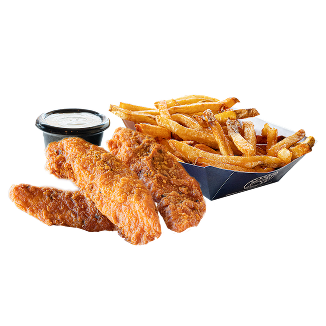 Order Two Chicken Strips with Fries food online from Elevation Burger store, Falls Church on bringmethat.com