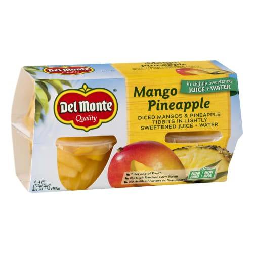 Order Del Monte · Diced Mango & Pineapple in Light Syrup (4 x 4 oz) food online from Safeway store, Dixon on bringmethat.com