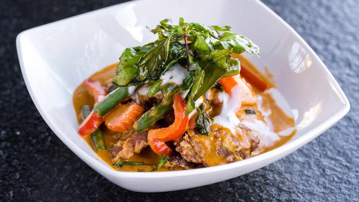 Order Panang Crispy Duck food online from Chai Thai Noodles store, Hayward on bringmethat.com