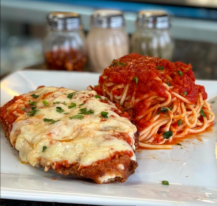 Order Pasta with Chicken Parmigiana food online from Rocco Pizza III store, Brooklyn on bringmethat.com
