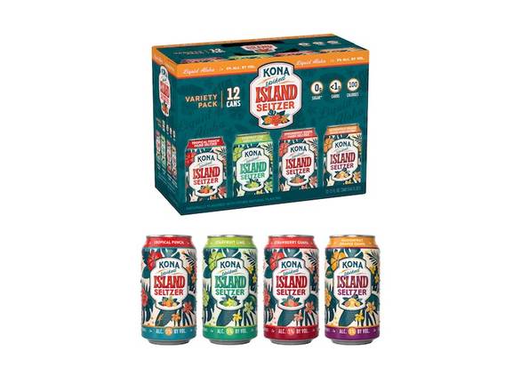 Order Kona Spiked Island Seltzer Variety - 12x 12oz Cans food online from Kirby Food & Liquor store, Champaign on bringmethat.com