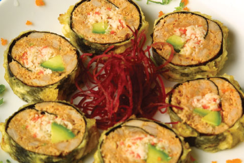 Order Ramen with Spicy Tuna Tempura Roll food online from Kiraku Ramen & Sushi store, Gardena on bringmethat.com