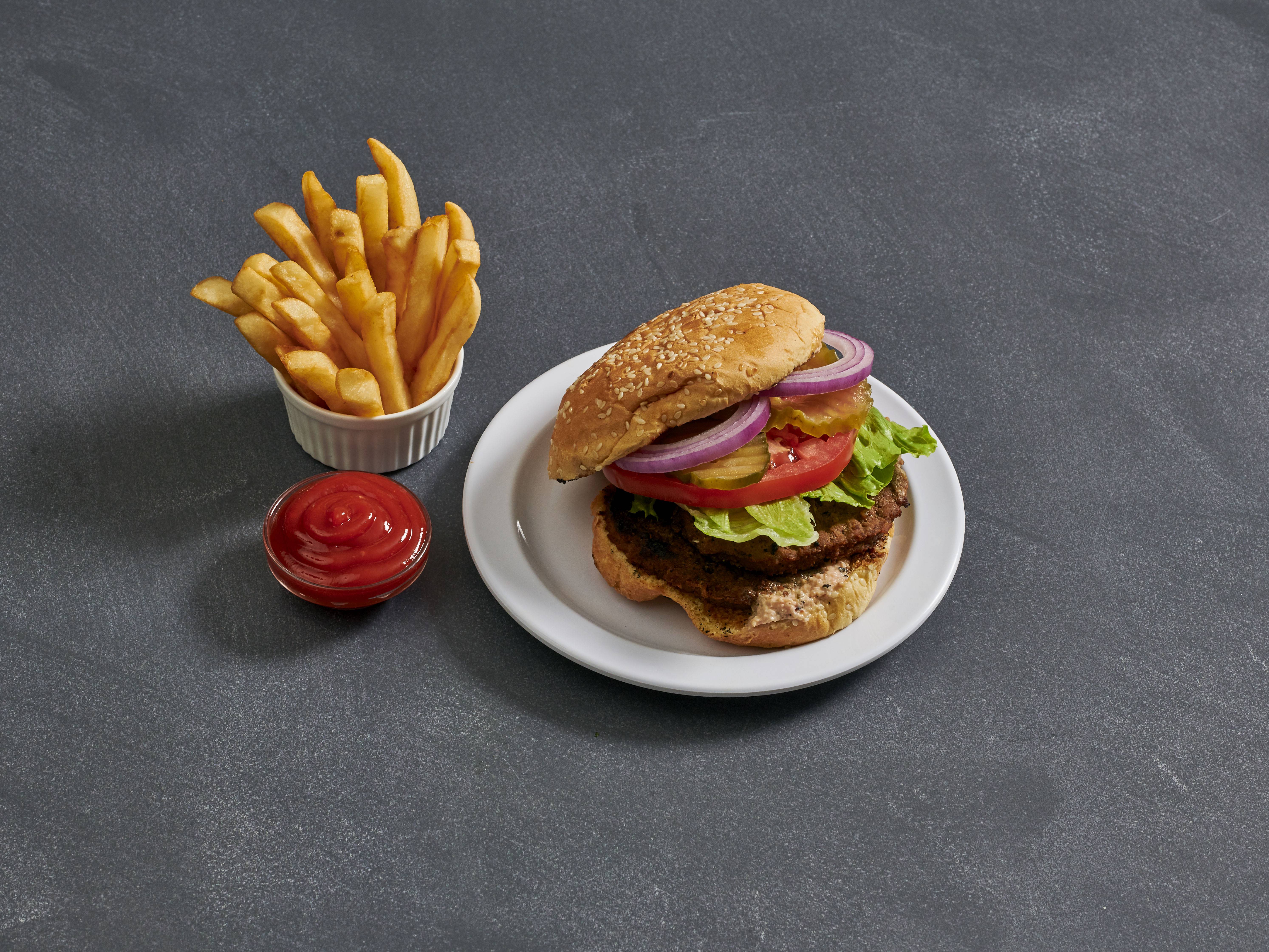 Order Beef Burger food online from California Teriyaki Grill store, Santa Ana on bringmethat.com