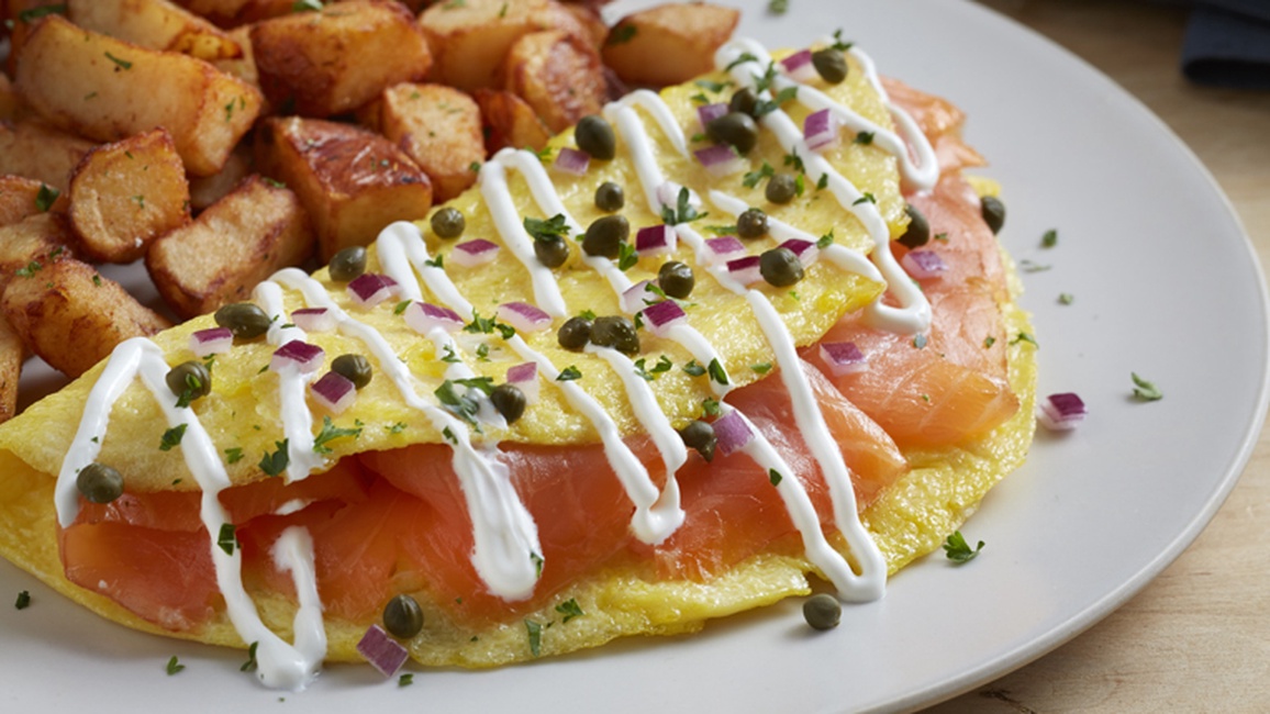 Order Smoked Salmon Omelet food online from Mimis Cafe store, Antioch on bringmethat.com
