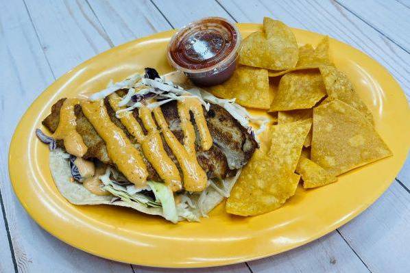 Order San Lucas Fish Taco food online from Una Mas Mexican Grill store, Sunnyvale on bringmethat.com