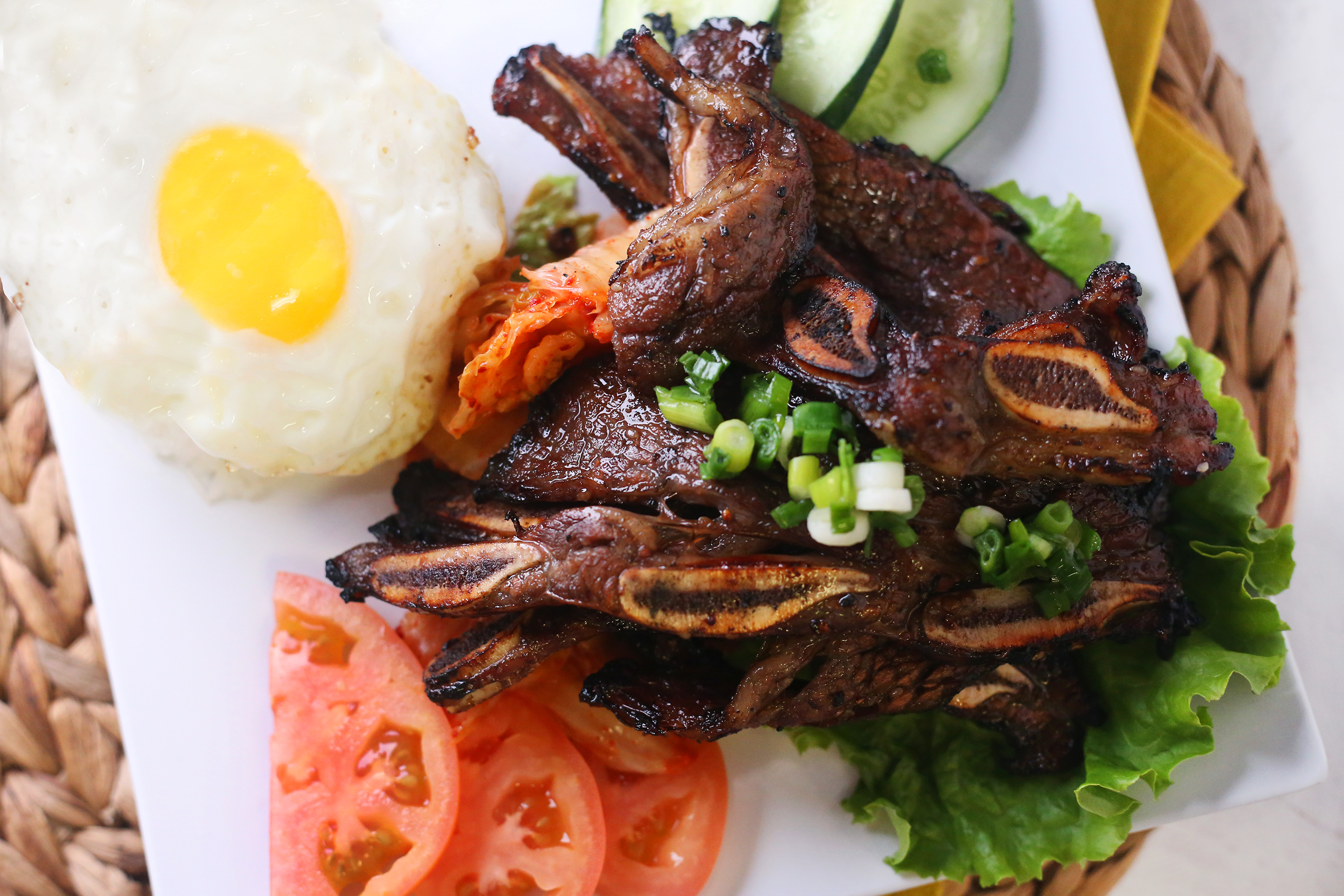 Order R2. Korean BBQ Short Rib and Egg with Steam Rice food online from Viet Phomula store, Monrovia on bringmethat.com