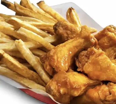 Order 6 Pieces Wings and Fry Basket food online from Friends American Grill store, Bethlehem on bringmethat.com