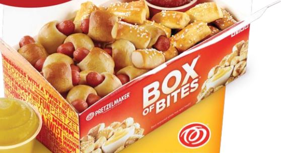 Order Box of Bites- Mini Dogs (24 pieces) food online from Pretzelmaker store, Victor on bringmethat.com