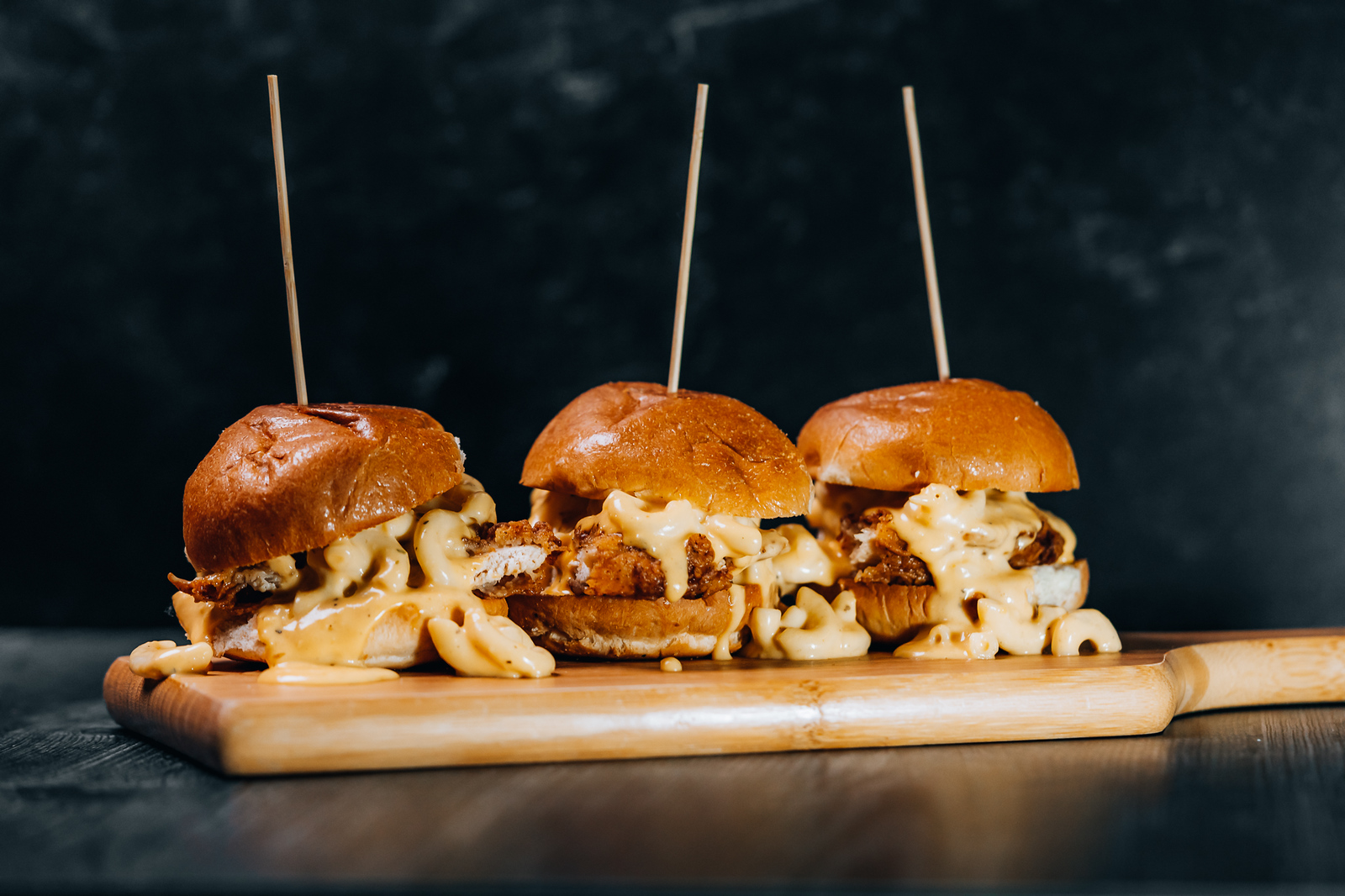 Order Fried Chicken Sliders Mac and Cheese food online from 3rd & Bourbon store, San Jose on bringmethat.com
