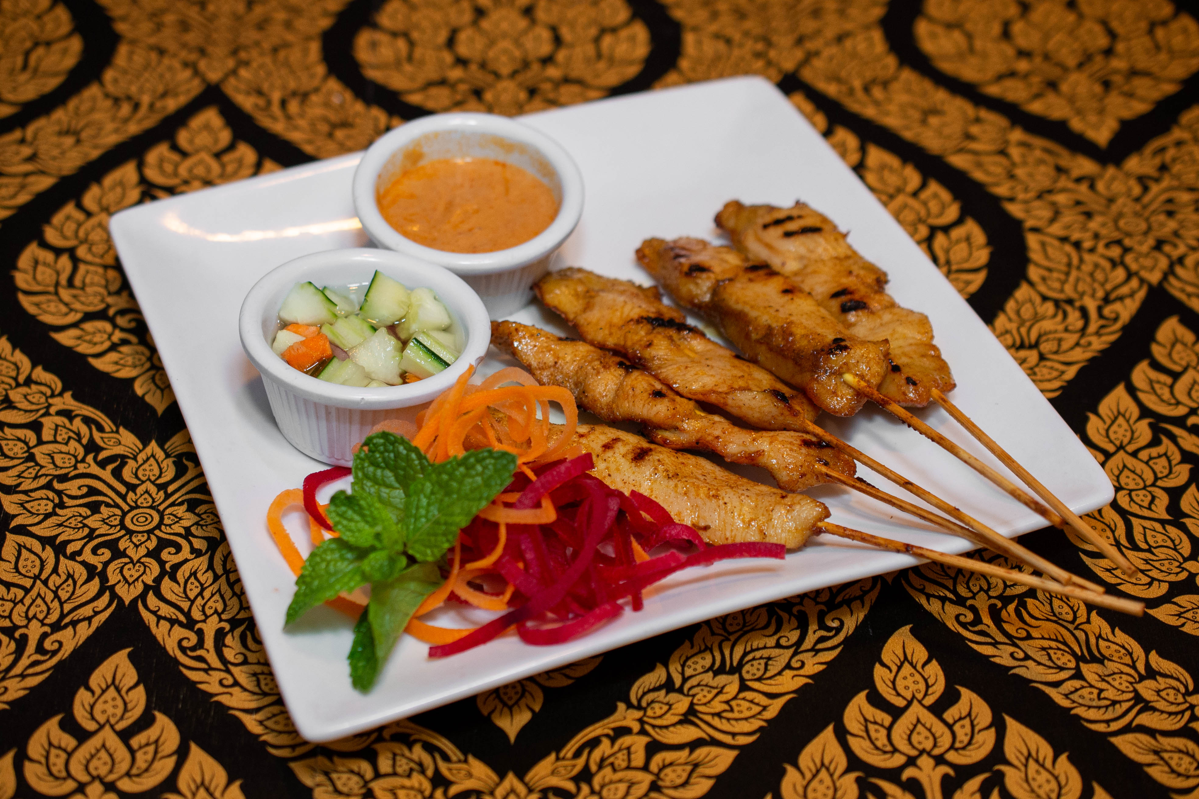 Order Chicken Satay food online from Zabb Thai store, Newport Beach on bringmethat.com