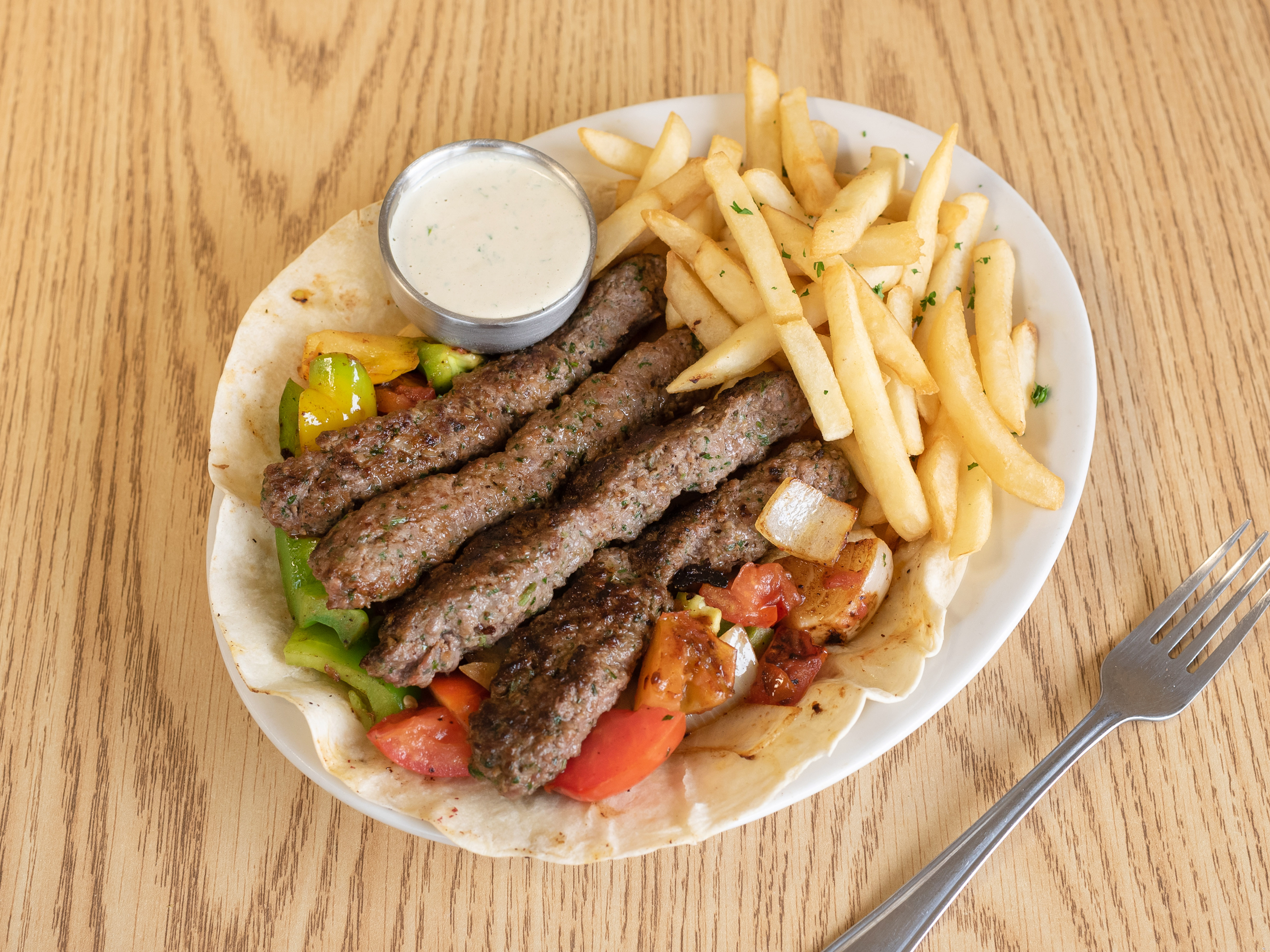 Order Kafta Kabob Plate Single food online from Queen Sweets & Bakery store, Kansas City on bringmethat.com