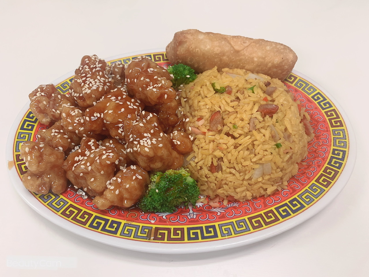 Order C23. Sesame Chicken Combo Platter food online from Yaadstyle restaurant store, Middletown on bringmethat.com