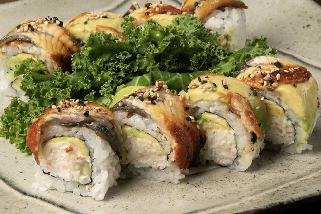 Order Black Dragon Roll food online from Zeppin Sushi LLC store, Encino on bringmethat.com