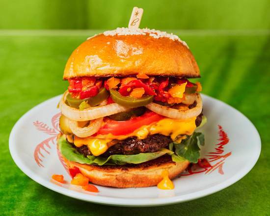 Order Spicy Pepper Burger food online from Beverly Hills Burger Bungalow store, Solvang on bringmethat.com