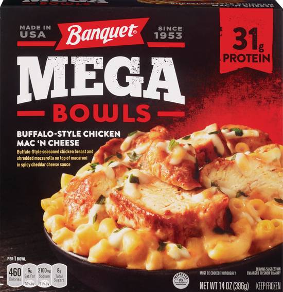 Order Banquet Mega Bowls Buffalo-Style Chicken Mac N' Cheese, 14 OZ food online from Cvs store, WEST COVINA on bringmethat.com
