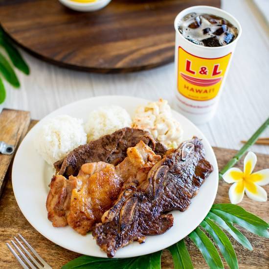 Order BBQ Mix Plate food online from L&L Hawaiian Barbecue store, San Diego on bringmethat.com