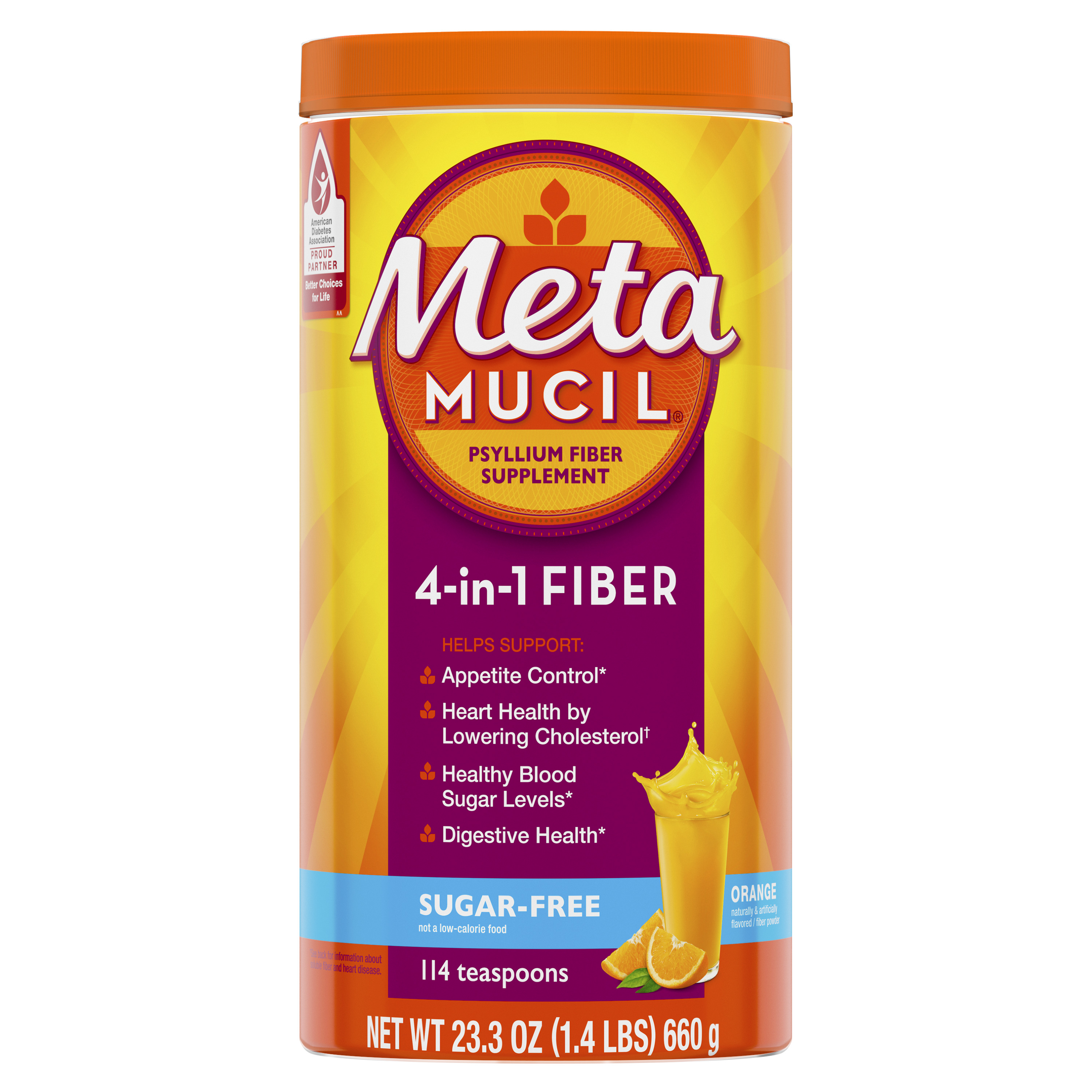 Order Metamucil Fiber 4-in-1 Psyllium Fiber Supplement - Orange Smooth Flavored Drink, 23.3 oz food online from Rite Aid store, SUFFOLK on bringmethat.com