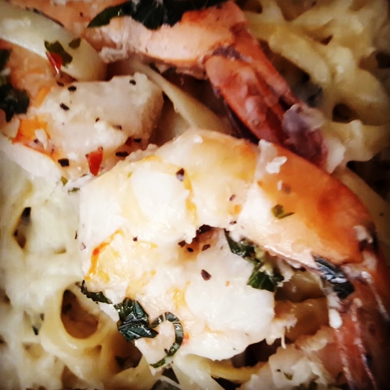 Order Scampi Prawns Fettuccine food online from Duo Grill House store, Albany on bringmethat.com