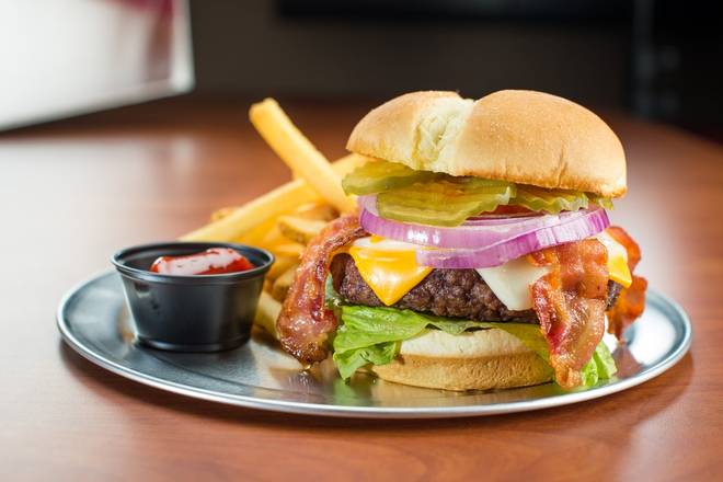 Order Bacon Cheeseburger* food online from Native Grill & Wings store, Phoenix on bringmethat.com