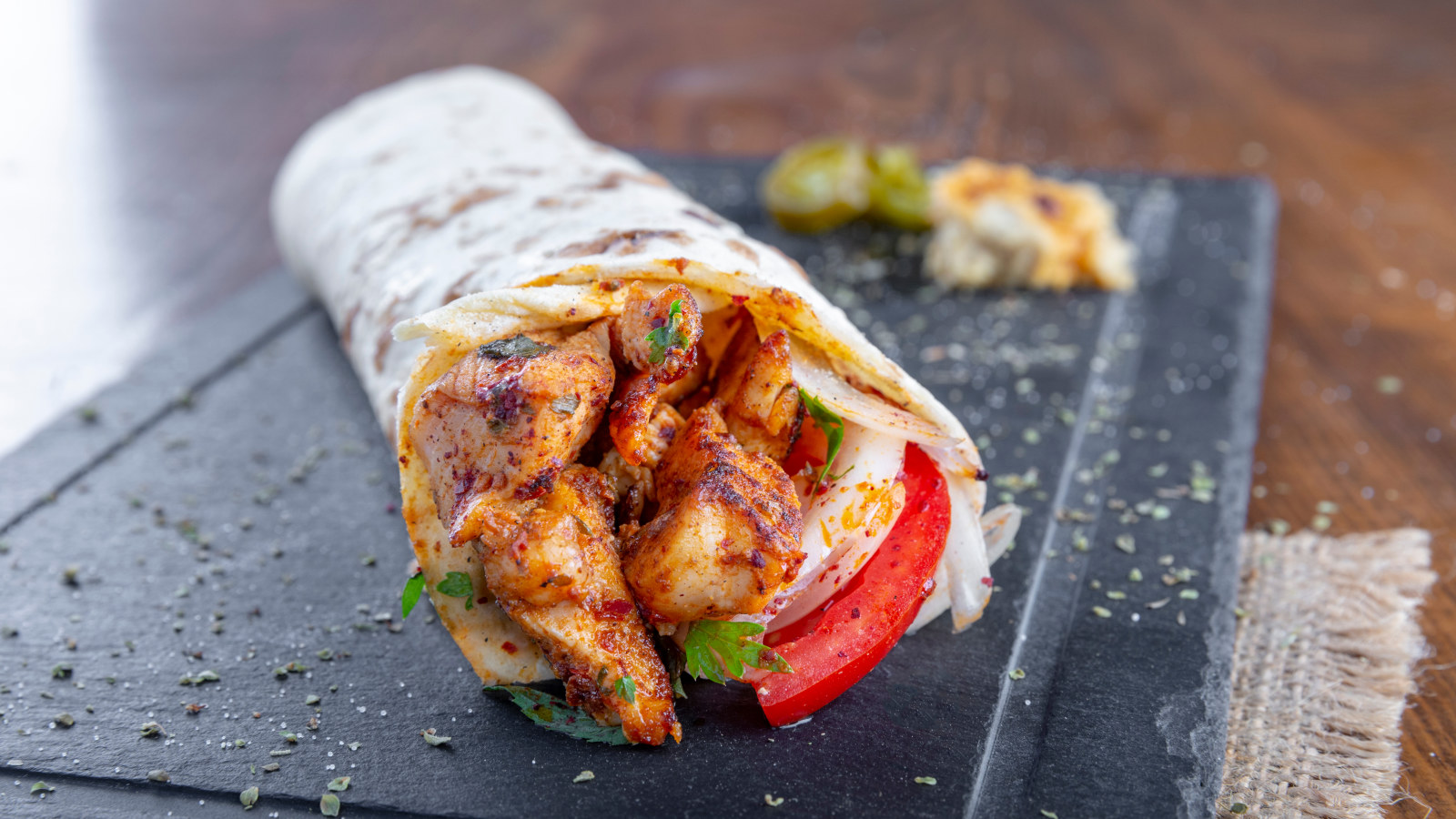 Order Chicken Kebab wrap food online from Gyro Oasis Deli & Grill store, Irving on bringmethat.com