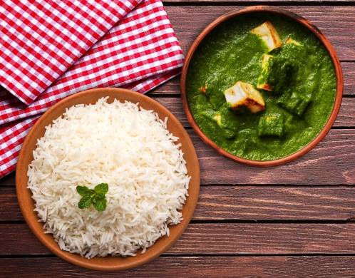 Order Spinach Cottage Cheese Rice Bowl  food online from Bowl-O-India store, Voorhees Township on bringmethat.com