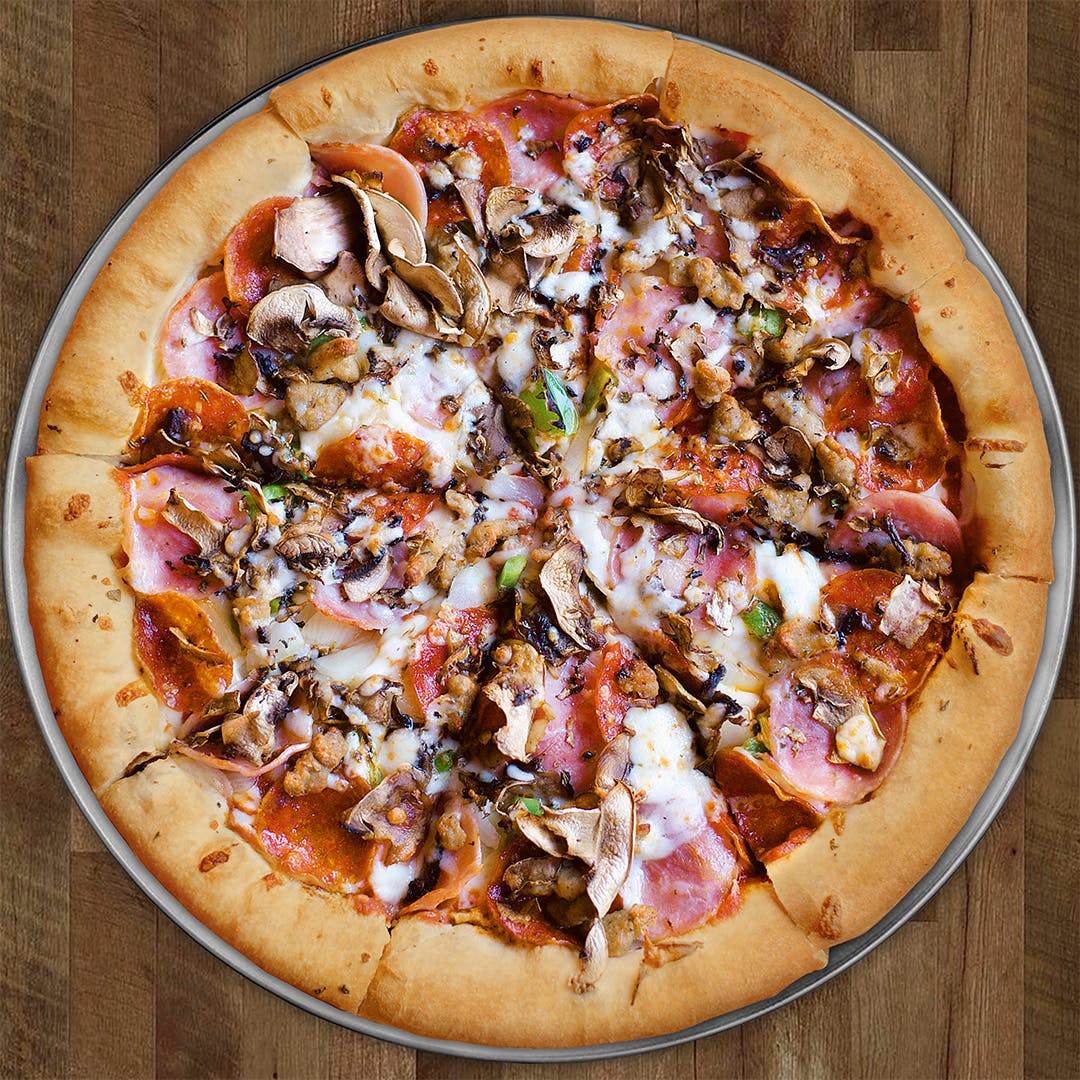 Order The Works Pizza - Small 10'' food online from Doubledave's Pizzaworks store, Midland on bringmethat.com