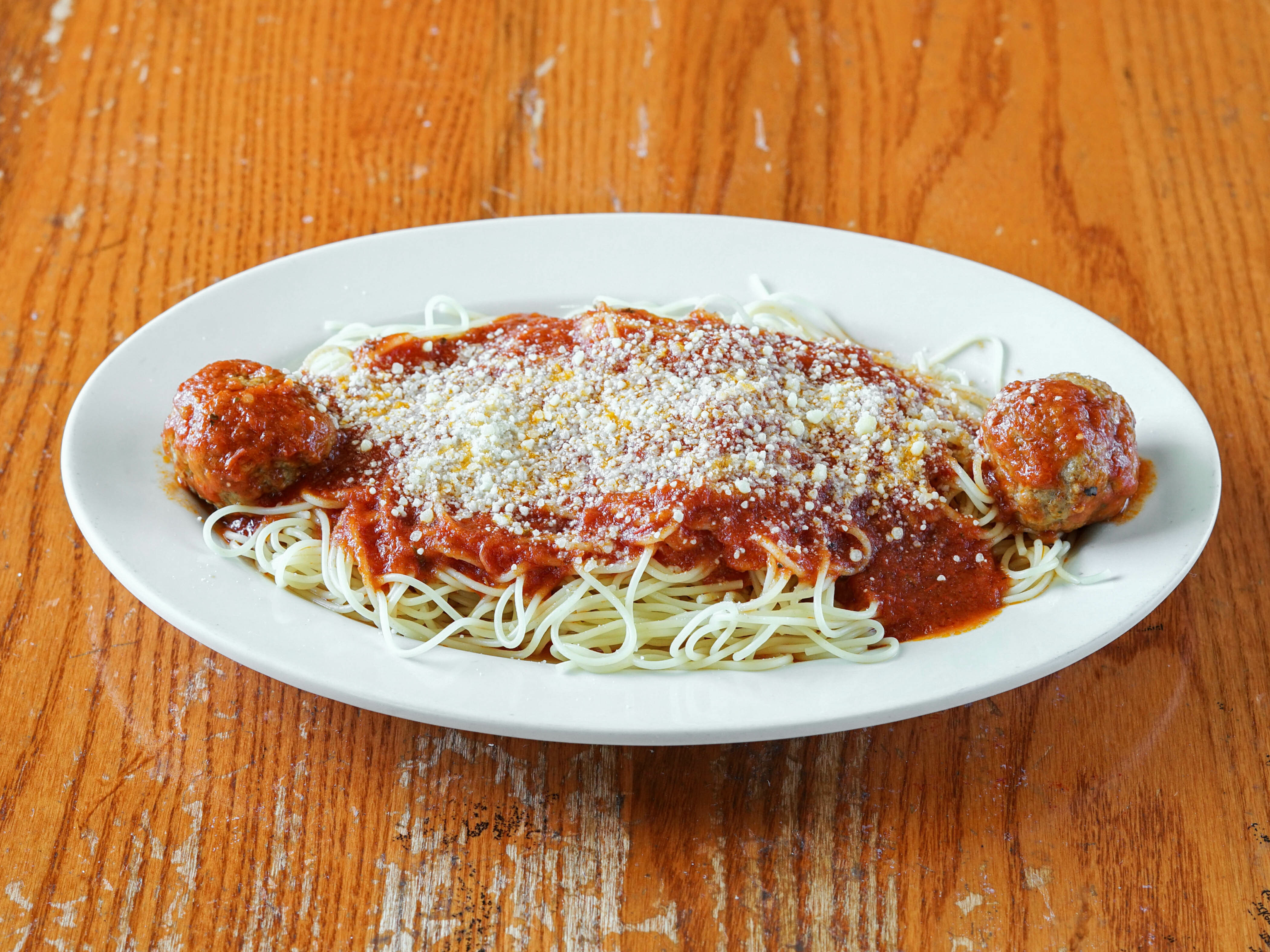 Order Spaghetti with Meatballs food online from Martellucci Pizzeria store, Bethlehem on bringmethat.com
