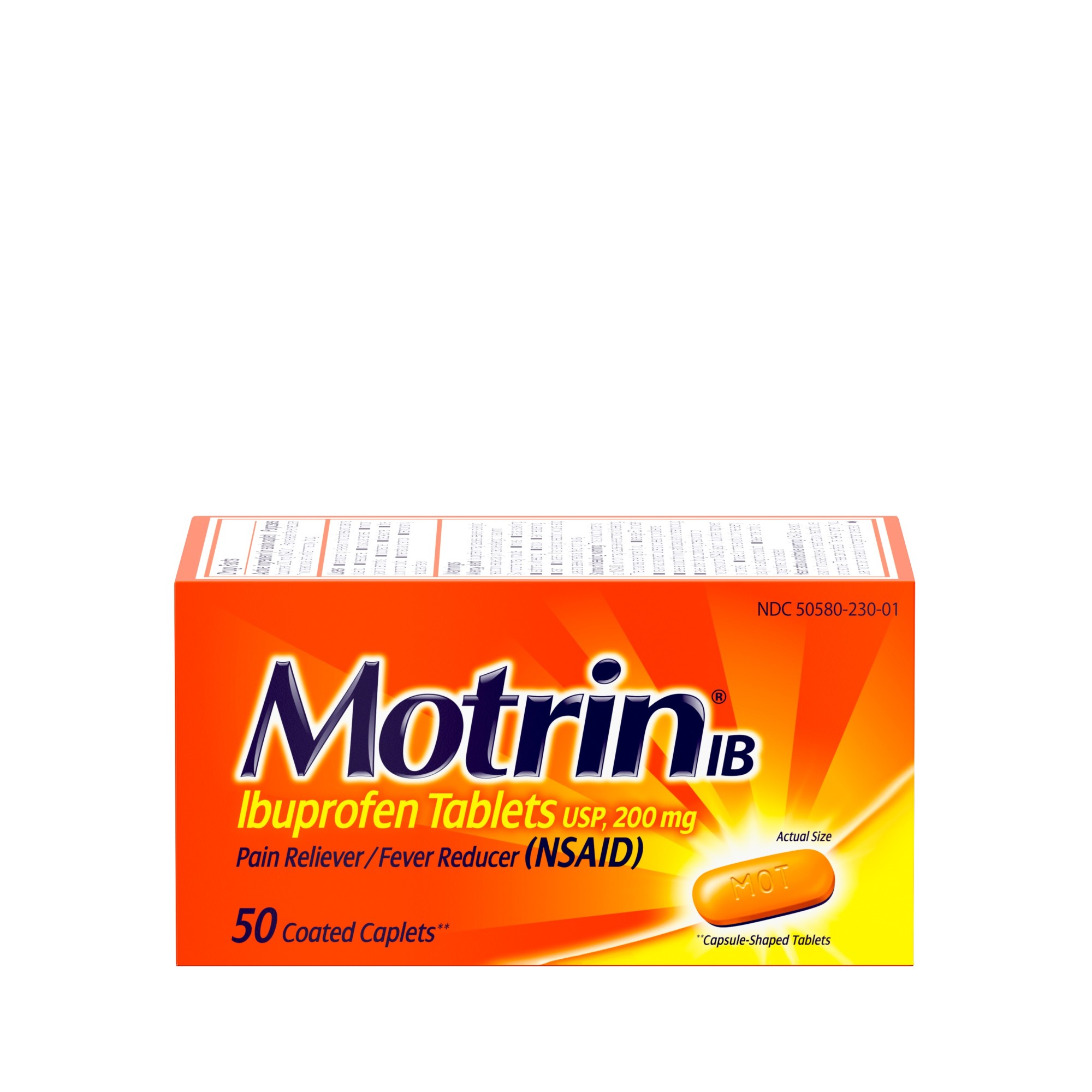 Order Motrin Ibuprofen Coated Caplets - 200mg, 50 ct food online from Rite Aid store, SUFFOLK on bringmethat.com