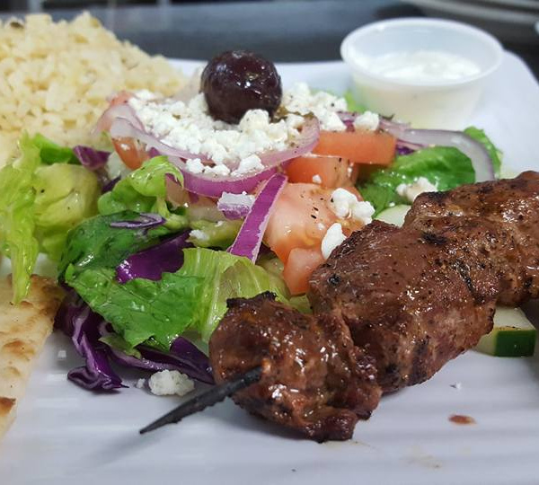 Order Souvlaki Lamb food online from Atheneos Greek Village Cafe store, Mesquite on bringmethat.com