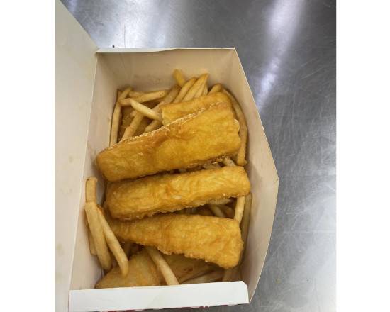 Order Cod Fish (3 pcs) with Fries and Salad food online from Kennedy Fried Chicken store, Monticello on bringmethat.com