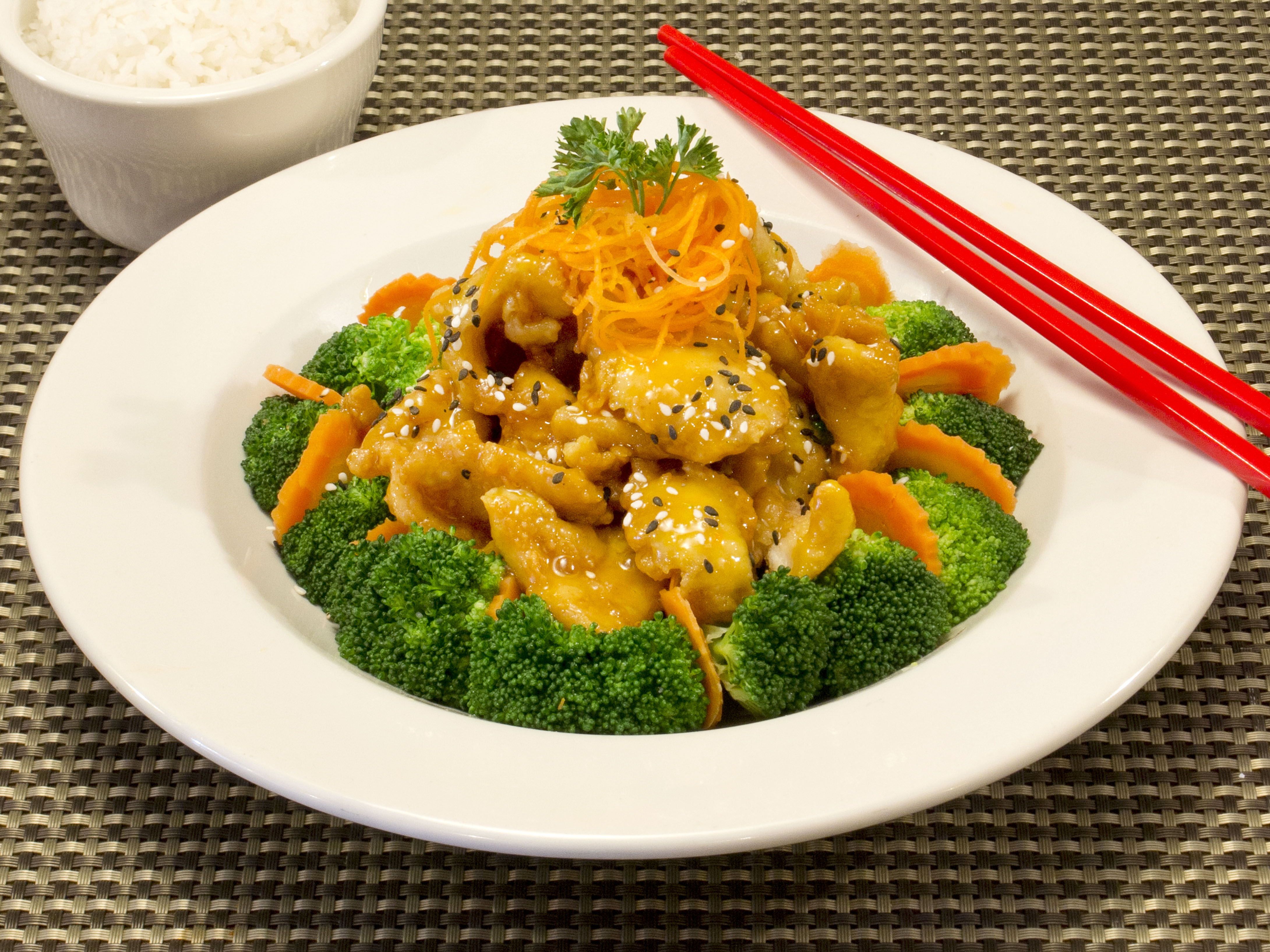 Order Orange Chicken food online from Thai Kitchen store, The Colony on bringmethat.com