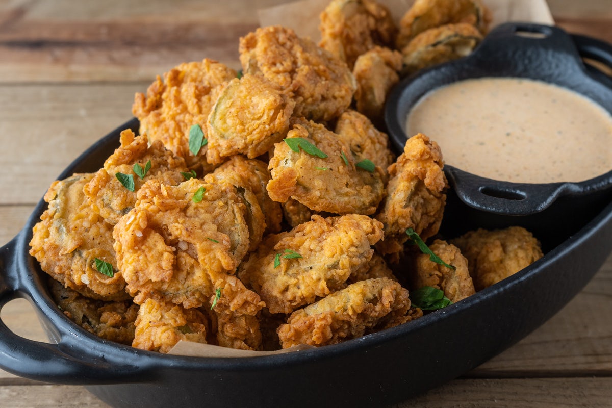 Order Hand Breaded Fried Pickles food online from Bar Louie store, Lakewood on bringmethat.com