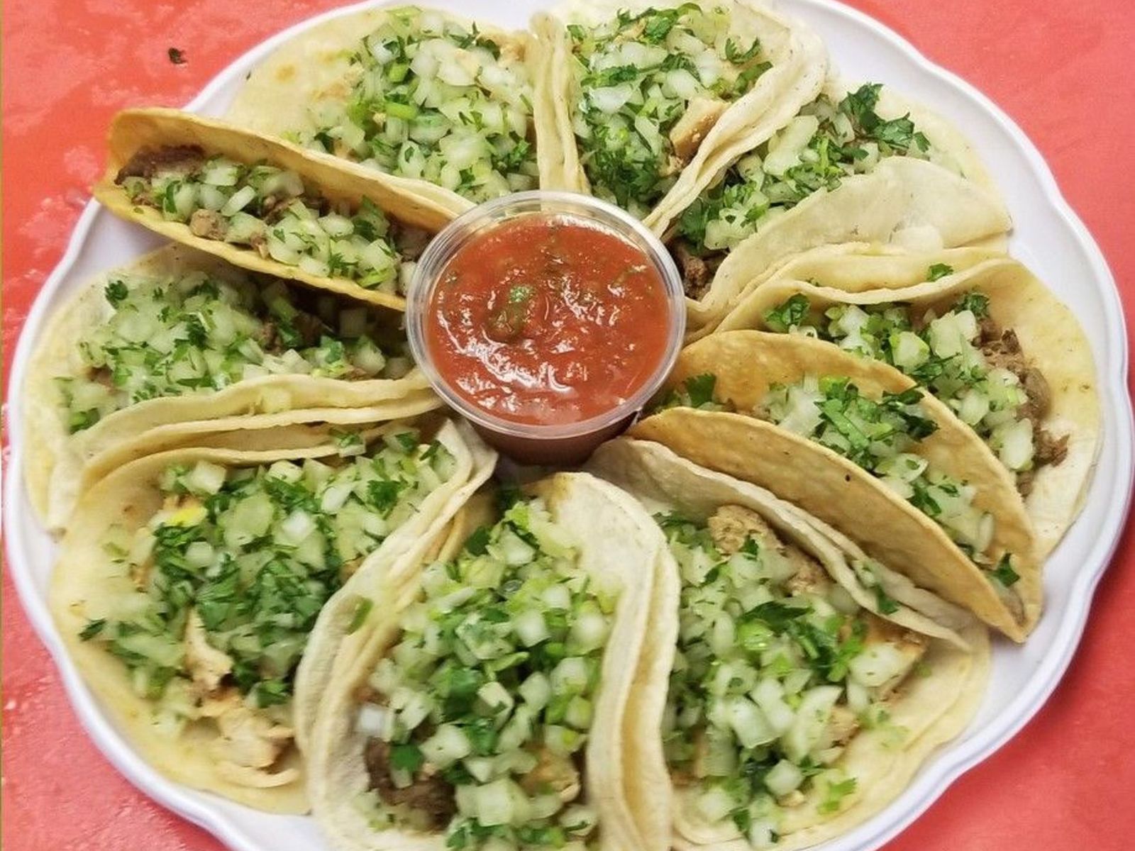 Order Ten Mexican Tacos Platter food online from Great Mex store, Costa Mesa on bringmethat.com