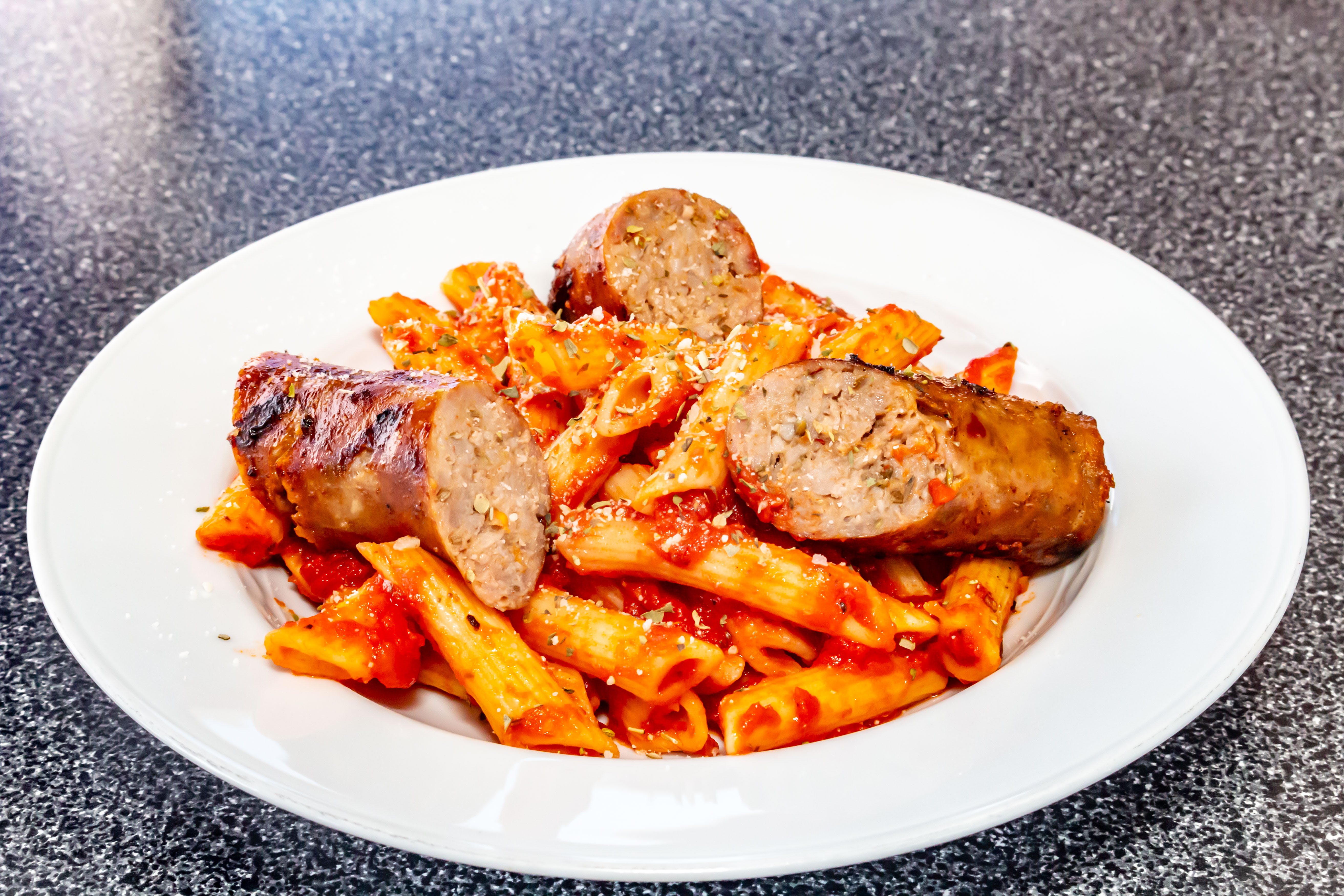 Order Mostaccioli with Italian Sausage - Dinner food online from Mario's Pizza store, Northbrook on bringmethat.com