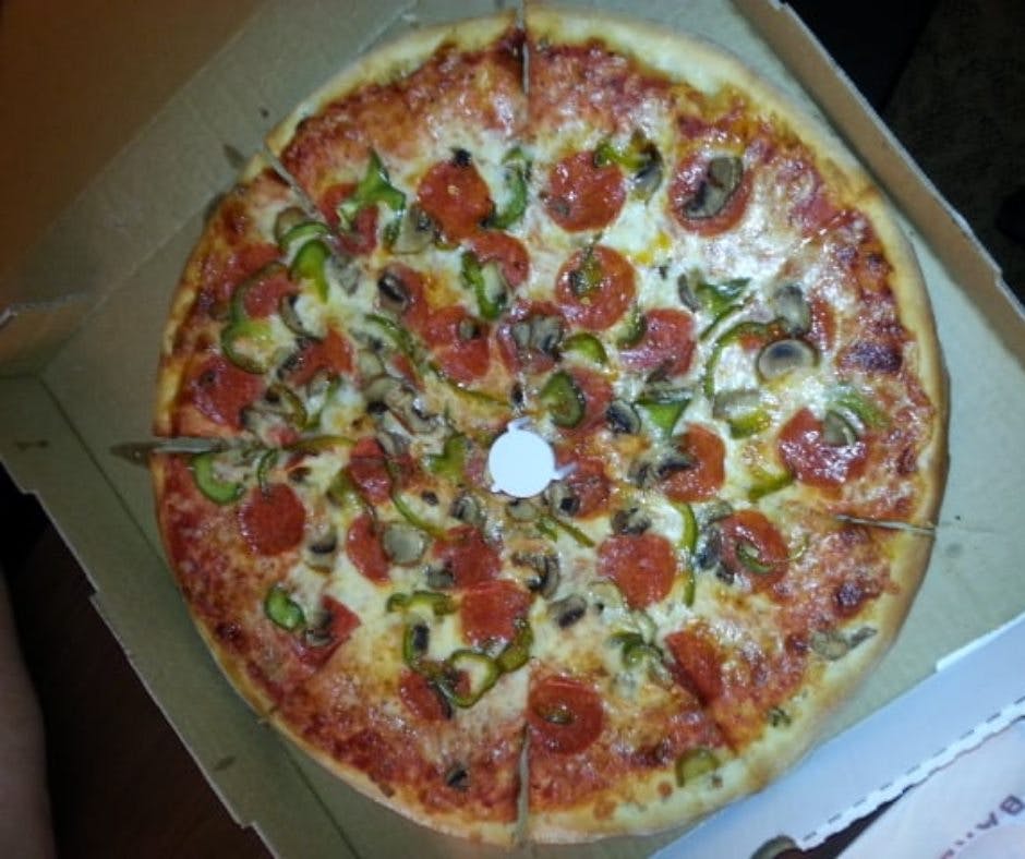 Order Kitchen Sink Pizza - Medium food online from Uncle Chubby S store, Clay on bringmethat.com