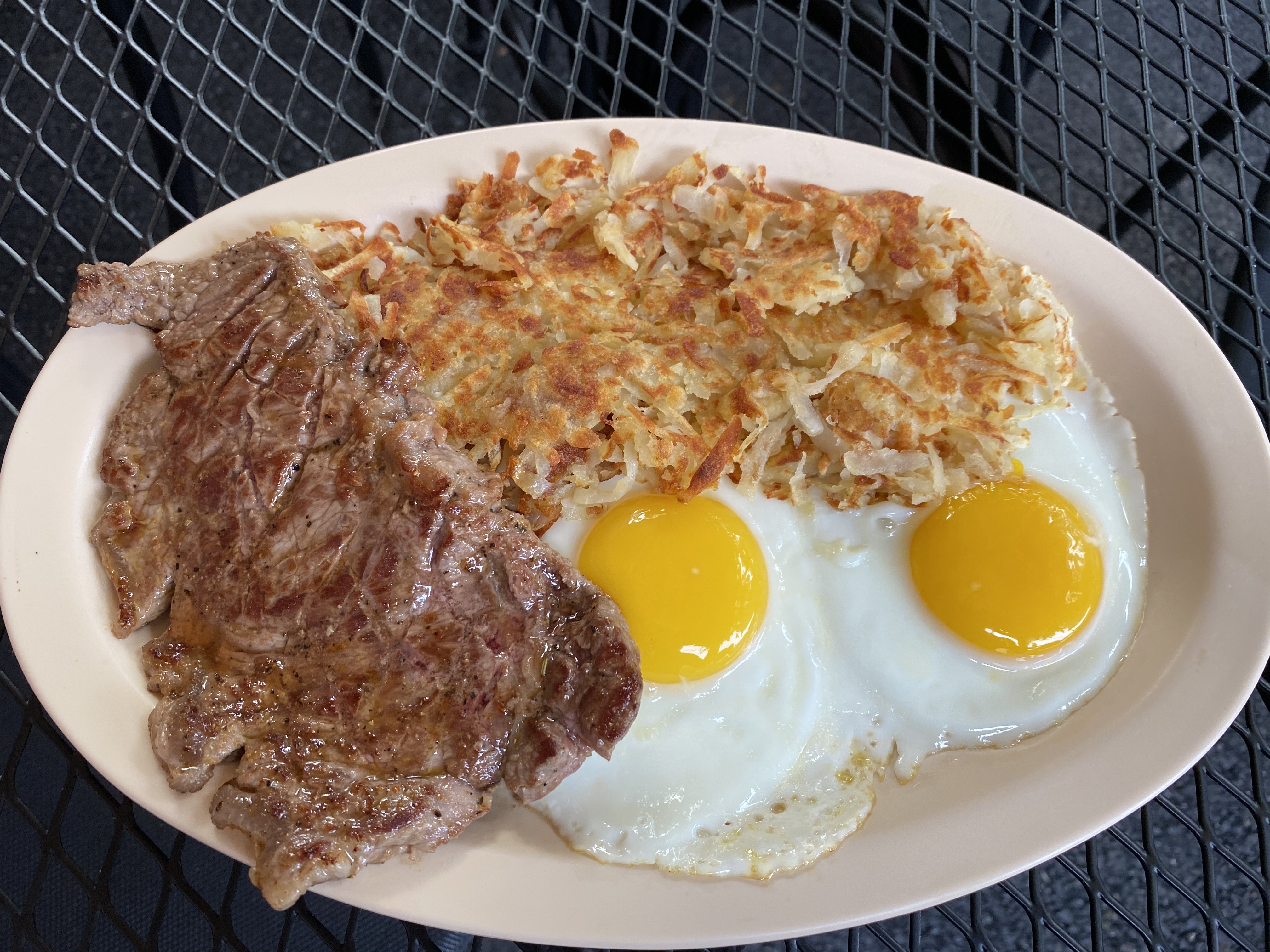 Order Strip Steak and Eggs Breakfast food online from Diner Grill store, Chicago on bringmethat.com