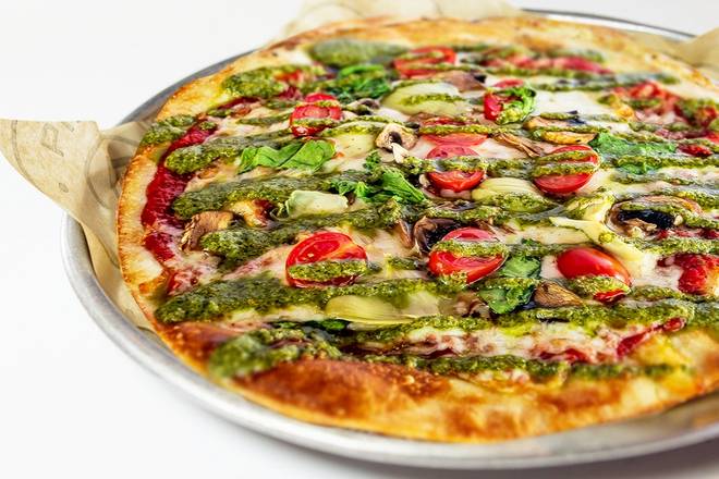 Order Veggie Pesto Pizza (Vegetarian Friendly) food online from Pieology store, San Diego on bringmethat.com