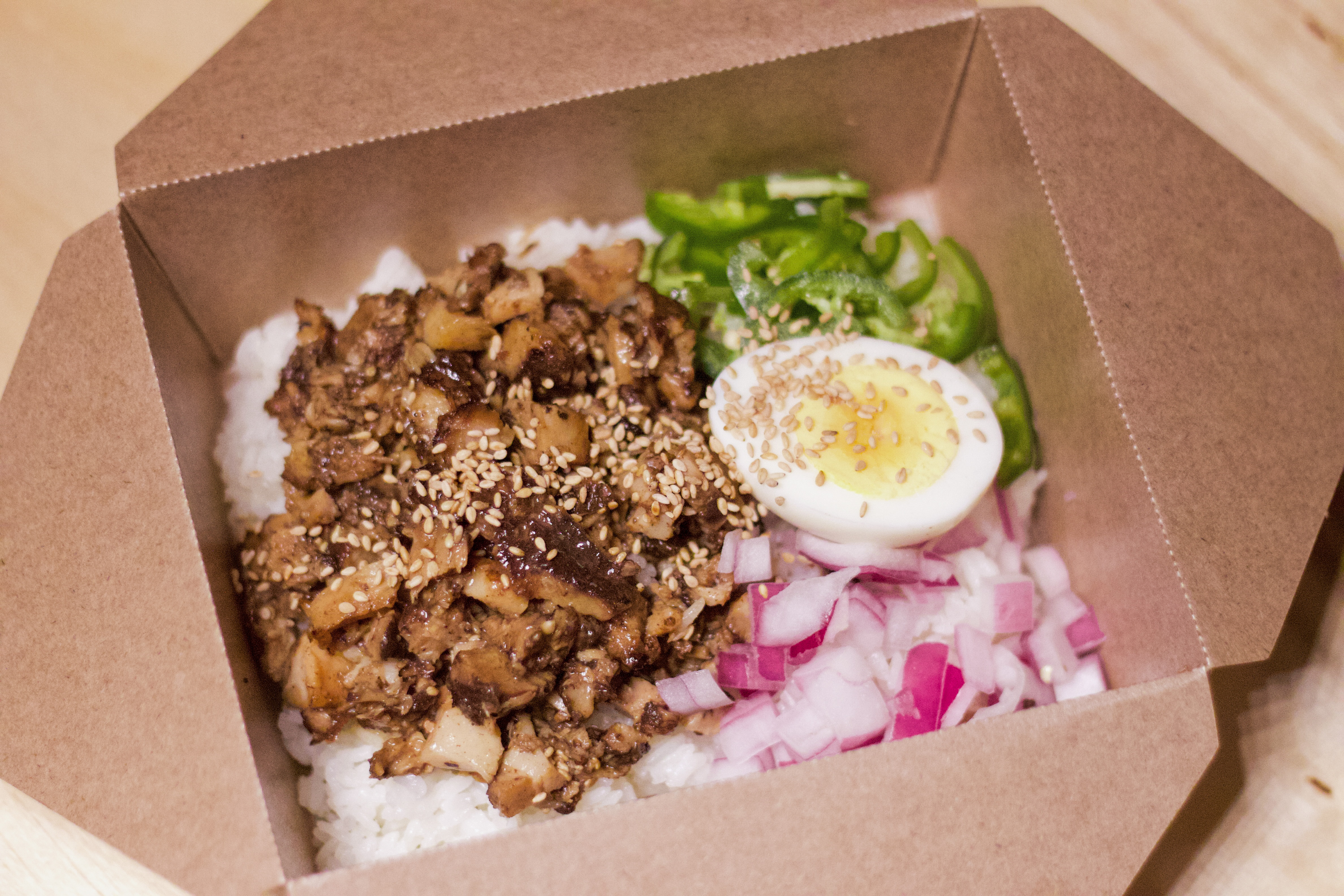 Order Roasted Pork Rice Box food online from Tai Chi Bubble Tea store, Rochester on bringmethat.com