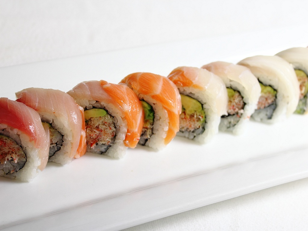 Order Rainbow Roll food online from Lucky Street store, Minneapolis on bringmethat.com