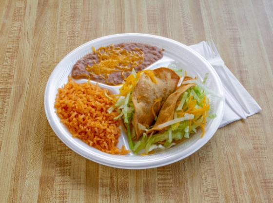 Order 2. Two Piece Beef Tacos Combination Plate food online from Los Betos store, Tucson on bringmethat.com