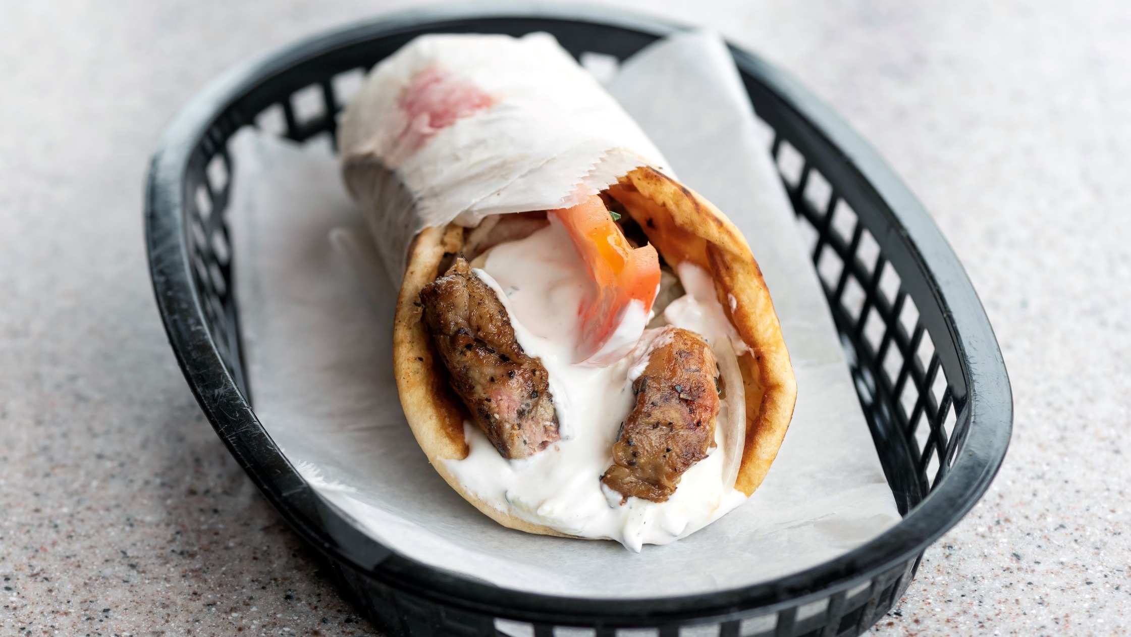 Order Pork Kabob Sandwich food online from Hubs Chicken Gyros Ribs store, Chicago on bringmethat.com