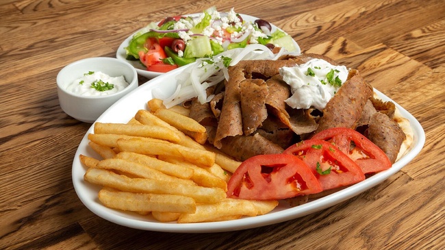 Order Gyros Plate (Athenian) food online from Crave Kabob store, Chicago on bringmethat.com