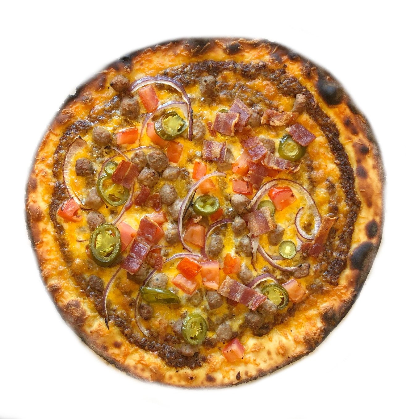 Order Bacon Jalapeno Cheeseburger Pizza food online from The Spot Cafe store, Claremont on bringmethat.com