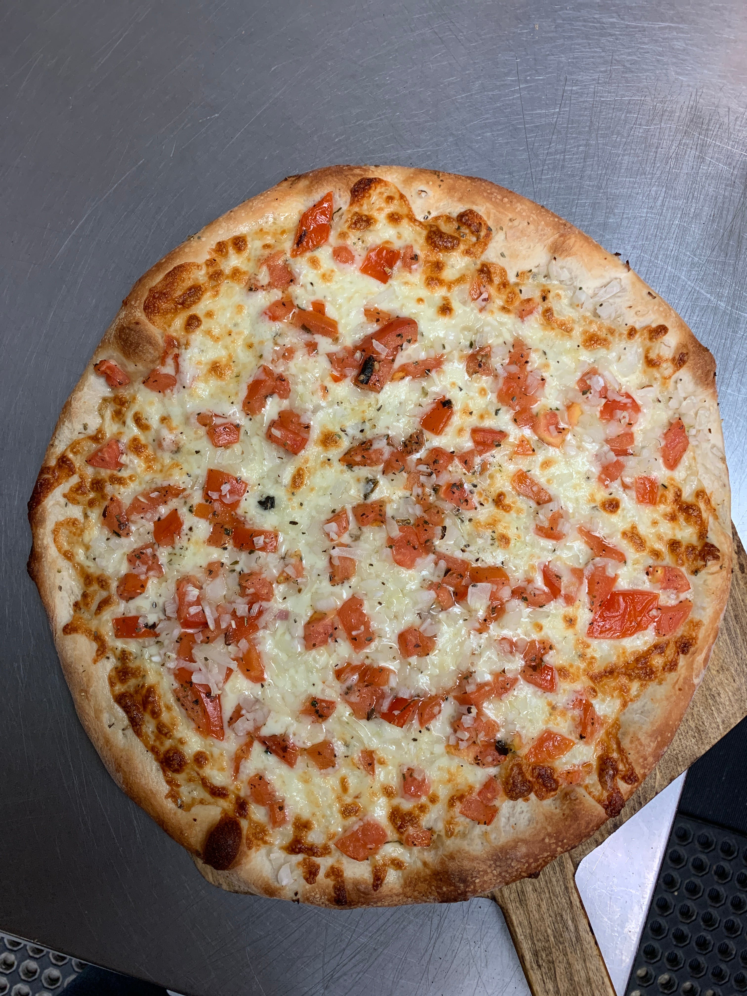 Order Bruschetta Pizza - Medium food online from La Casa Pizza & Restaurant store, Westfield on bringmethat.com