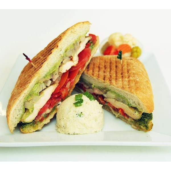 Order 40. Grilled Chipotle Chicken Panini food online from Salad farm store, Vernon on bringmethat.com