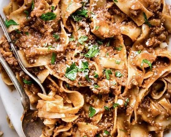 Order Vegan Walnut Pappardelle Impossible Pasta food online from Ajs2go store, Los Angeles on bringmethat.com