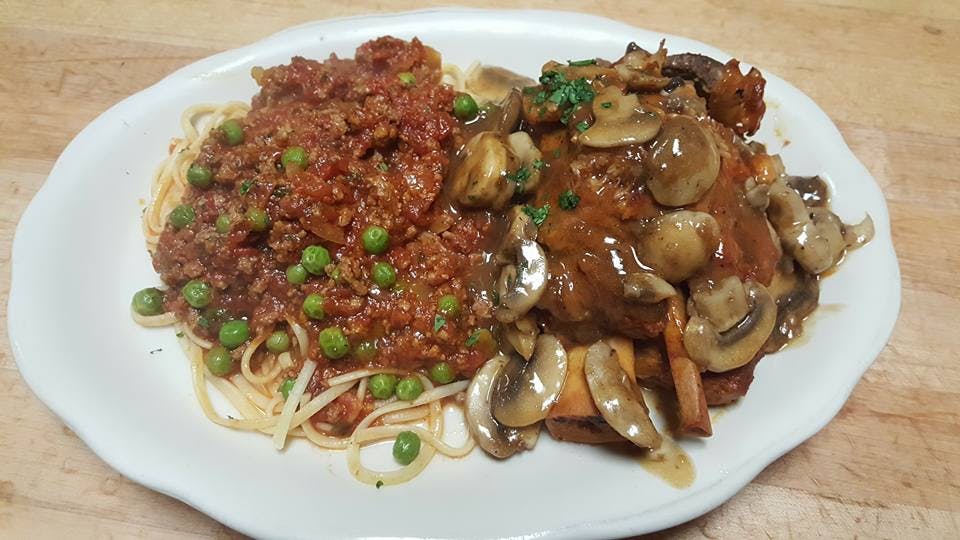 Order Chicken Marsala & Mushrooms - Entree food online from Naples Pizza and Restaurant store, Toms River on bringmethat.com