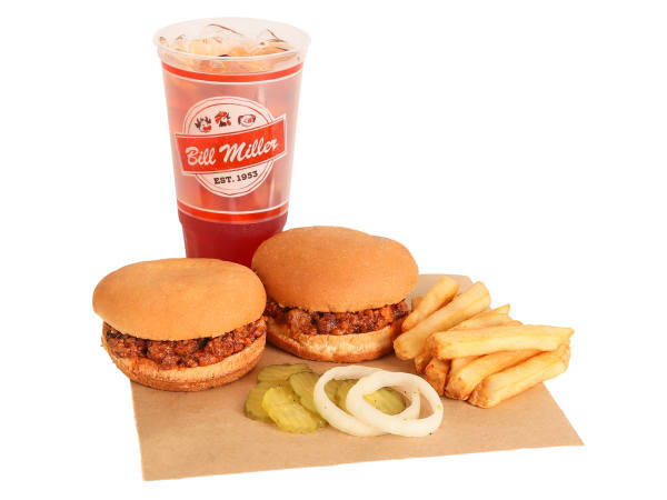Order #7. Two Chopped BBQ Sandwich, French Fries and Large Tea  food online from Bill Miller Bar-B-Q store, San Antonio on bringmethat.com