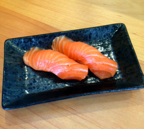 Order Salmon Sushi (2pc) food online from Moto Azabu Sushi Bar & Grill store, Marina Del Rey on bringmethat.com